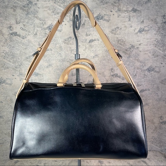 Charles Jourdan Dalton Two-Tone Leather Satchel Bag, Black/Neutral - Picture 1 of 13